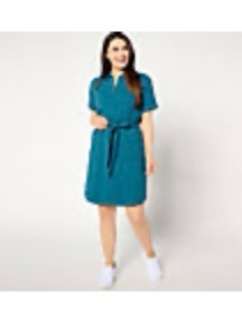 NWT! Teal Short-Sleeve Shirt Dress with Tie Waist